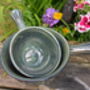 Set Of Two Reactive Glaze Handled Brûlée Bowls In Mist, thumbnail 8 of 10