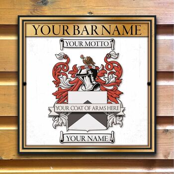 Coat Of Arms Family Crest Bar Sign, 10 of 12