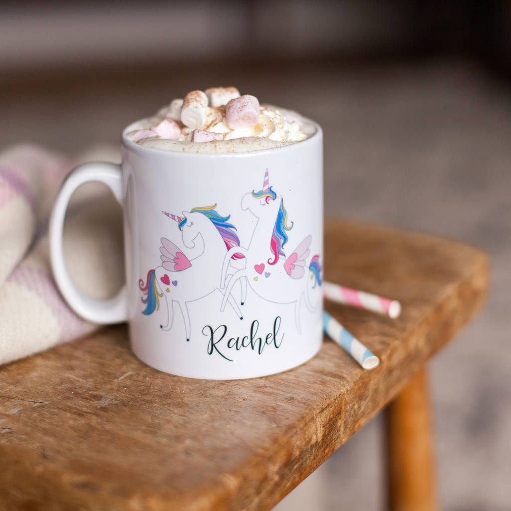 rainbow unicorn personalised mug by little cherub design ...