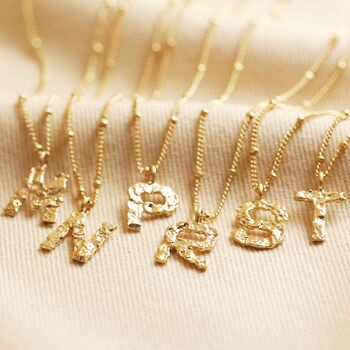 Hammered Initial Charm Necklace In Gold Plating, 7 of 11