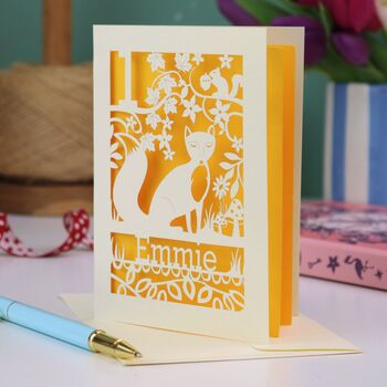 Personalised Papercut Fox Birthday Card, 10 of 10