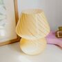 Cream Murano 70s Style Mushroom Stripe Glass Table Lamp, thumbnail 1 of 4