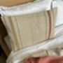 Oblong, Natural, Hemp, Neutral, Woven, Grain Sack, Striped Cushion With Cotton Reverse Red And Ochre Stripe, thumbnail 3 of 5