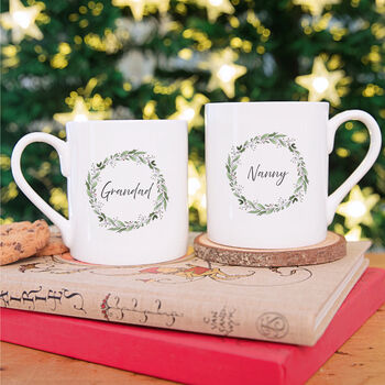 Christmas Wreath Personalised China Mug, 5 of 7