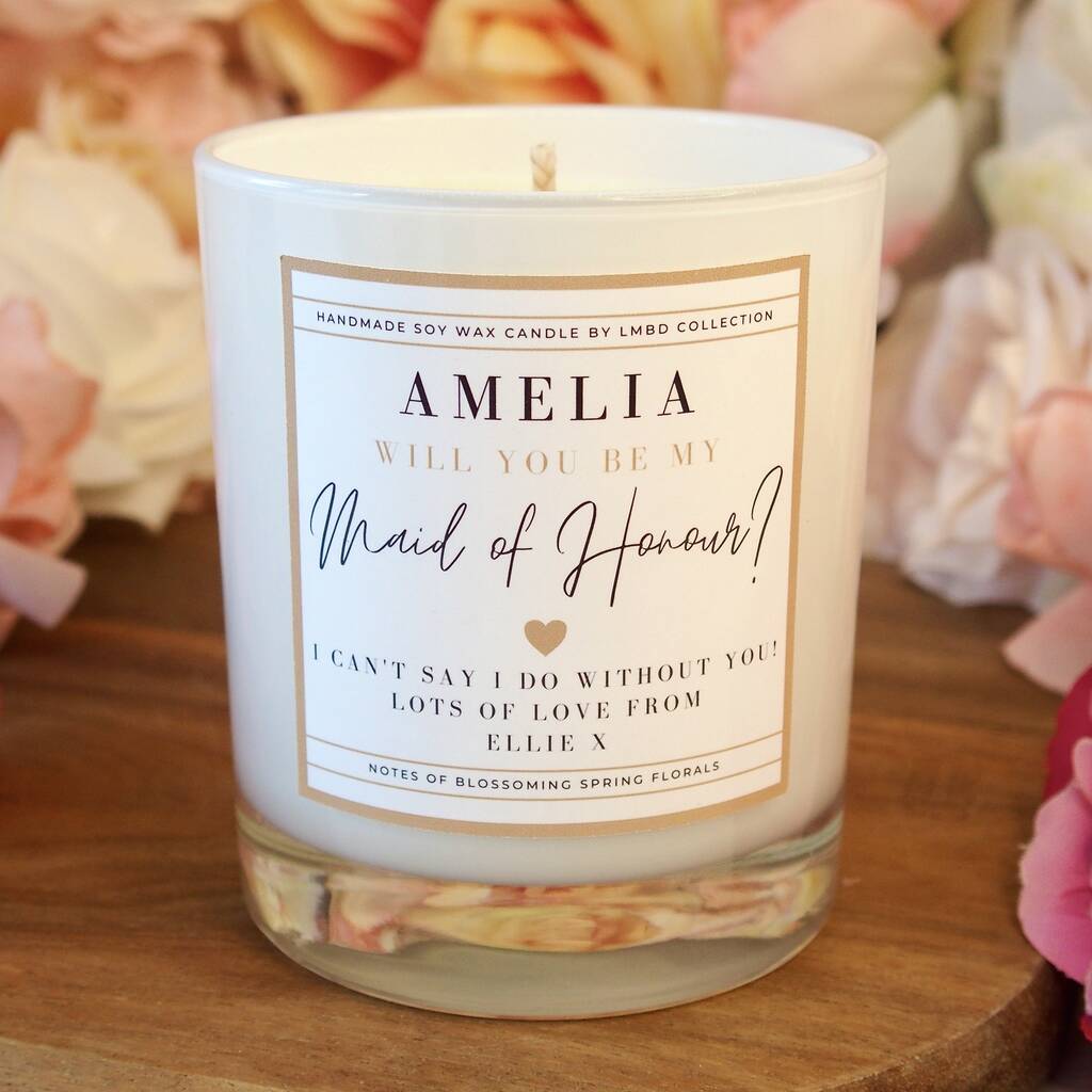 Maid Of Honour Gift Personalised Proposal Candle By L&m Bespoke Designs