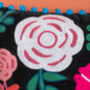 Black Floral Embroidered Cotton Velvet Cushion, thumbnail 5 of 8