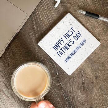 'Happy First Father's Day From Bump' Ceramic Coaster, 7 of 9