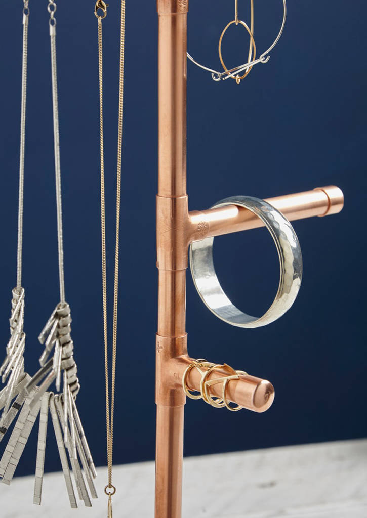 Industrial Copper Pipe Jewellery Stand By Lime Lace