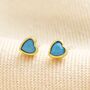 Blue Stone Heart Stud Earrings In Gold, thumbnail 2 of 4