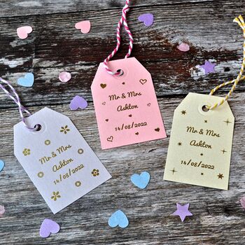 Personalised Gold Foiled Wedding Tag, 5 of 5