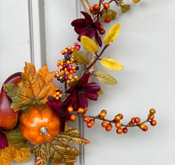 Luxury Autumn Jute Wreath With Mini Gourds And Pumpkins, 5 of 6