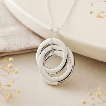 Personalised Sterling Silver Russian Three Ring Necklace, 5 of 12