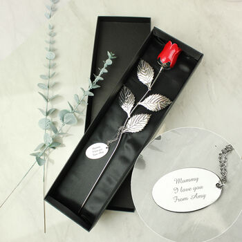 Personalised Silver Plated Red Rose, 3 of 7
