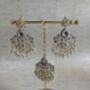 White Gold Plated Pearl Kundan Earrings And Tikka Set, thumbnail 4 of 6