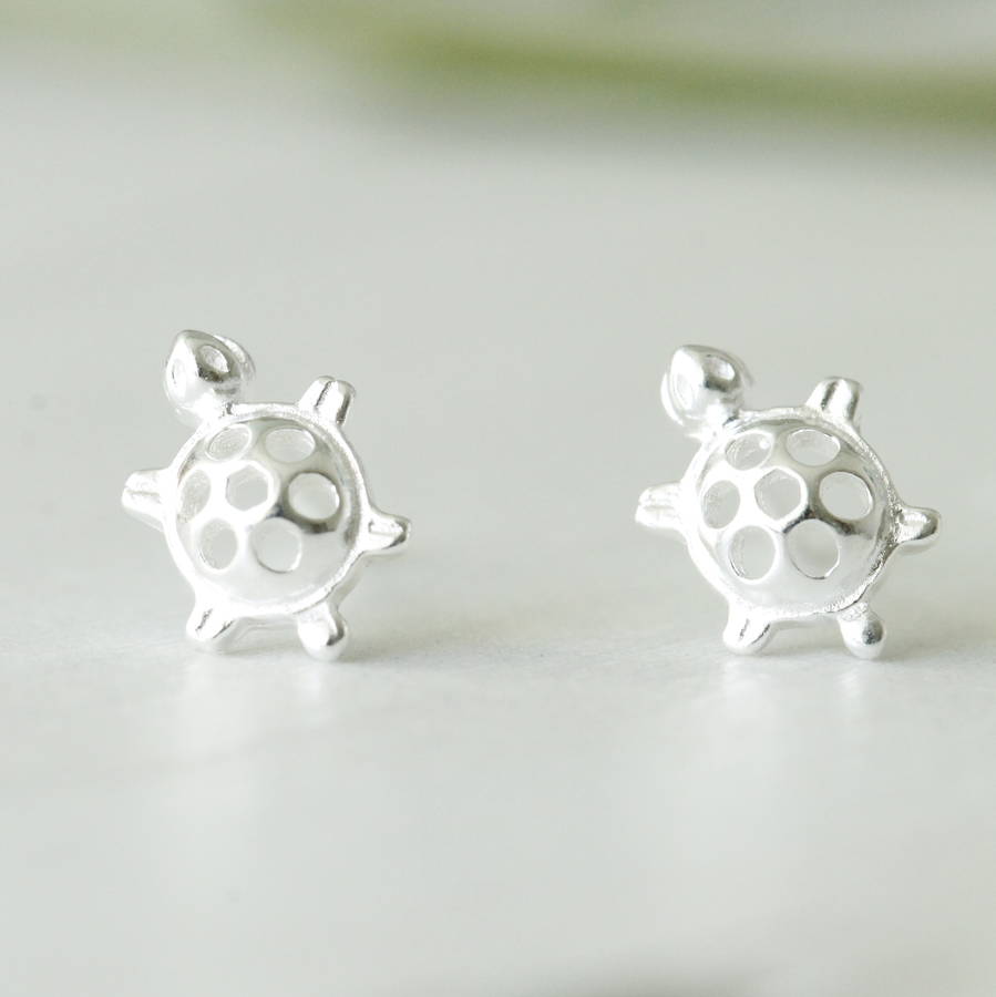 Sterling Silver Tiny Turtle Ear Studs By attic | notonthehighstreet.com
