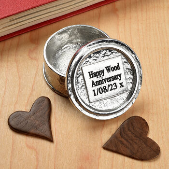 Personalised Anniversary Pewter Trinket Box Gift, 7 of 12