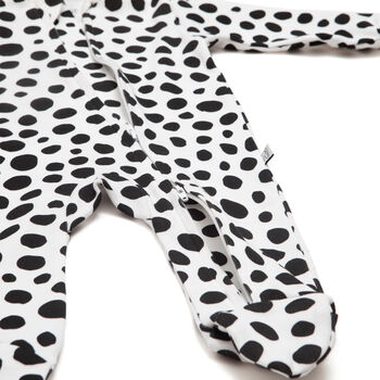 Dalmatian Print Zip Up Baby Sleepsuit, Organic Cotton, 3 of 4