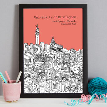 Personalised Birmingham Graduation Gift Print, 4 of 9