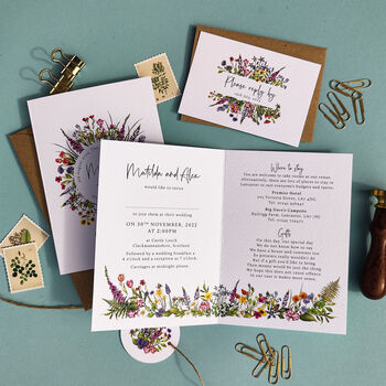 Wildflower Folded Wedding Invitation Suite By Paper Willow ...