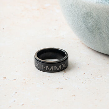 Personalised Black Stainless Steel Wide Spinner Ring, 5 of 10