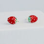 Sterling Silver Strawberry Stud Earrings, thumbnail 3 of 7