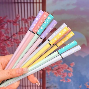 Five Pairs Cherry Blossom Reusable Fiberglass Chopstick, 2 of 4