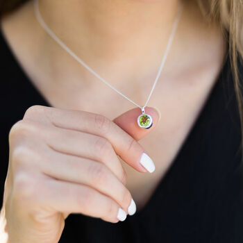 Silver And Peridot Pendant Necklace, 2 of 3