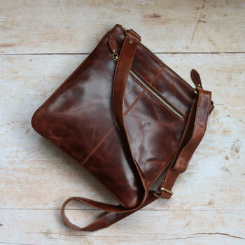 Leather Crossbody Messenger Bag, 4 of 6