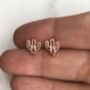 Rose Gold Plated Cactus Stud Earrings, thumbnail 3 of 3