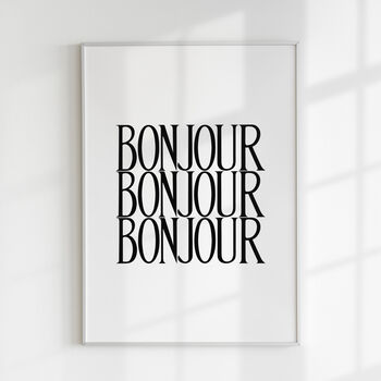 Bonjour French Hello Typography Wall Art Print, 5 of 5