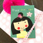 Mini Blue Flower Girl Birthday Card, thumbnail 4 of 4