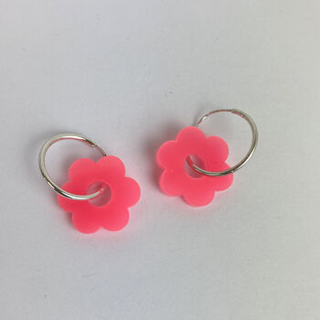 Flower Power Hoop Earrings Fluo Colours, 3 of 3