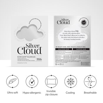 Silver Cloud Satin Pillowcase Infused With Silver Ions, 2 of 4