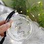 Couples Personalised Scandi Wreath Glass Bauble, thumbnail 3 of 4