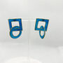 Blue Statement Interlocking Geometric Earrings, thumbnail 6 of 9