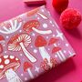 Pink And Red Mushroom Gift Wrap, thumbnail 2 of 3