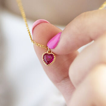 Gold Plated Heart Birthstone Pendant Necklace, 2 of 11