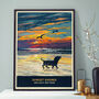 Dachshund Limited Edition Beach Sunset Gift Print, thumbnail 1 of 9