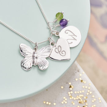 Personalised Silver Butterfly Charm Necklace, 3 of 7
