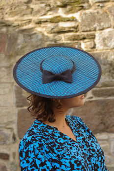 Modern Boater Hat In Black And Turquoise 'Allegra', 2 of 12