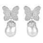 White Butterfly Baroque Pearl Plated Silver Earring, thumbnail 6 of 8