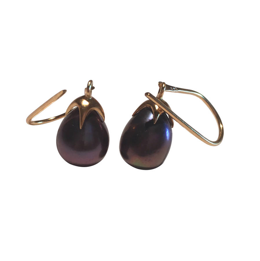 Black Pearl Earrings Gold Claw By Amara Amara Notonthehighstreet Com   Original Freshwater Black Pearl Earrings Gold Claw 