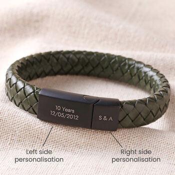 Men's Personalised Woven Leather Bracelet, 9 of 11