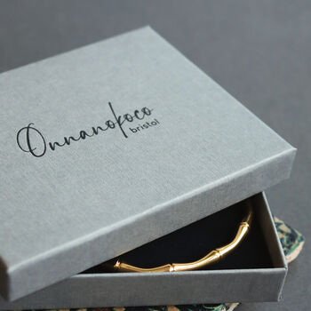 Gold Bamboo Cuff Bangle Nature Inspired Jewellery, 6 of 6