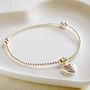 Delicate Silver Bead Bracelet With Patterned Heart, thumbnail 1 of 3