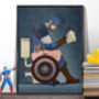 Captain America On The Toilet Poster Wall Art Print, thumbnail 5 of 9