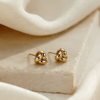 9ct Gold Knot Stud Earrings, 4 of 6