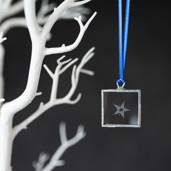 Little Star Engraved Glass Hanging Decoration, 6 of 9