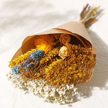 Yellow And Blue Dried Flower Posy, 5 of 8