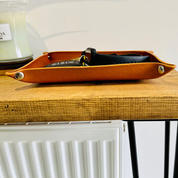 Personalised Rectangle Tan Leather Desk Tray, 8 of 12